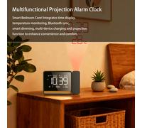 TEMU Reloj de proyección multifuncional de con sincronización Bluetooth - Proyección de 180°, alarma, monitor de interior, luz nocturna y cargador USB para el hogar, dormitorio y escritorio