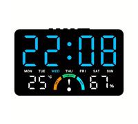 TEMU Reloj Electrónico LED de y Humedad para el Hogar, Fácil de en la Pared y de Pie, Reloj de Noche Multifuncional, Reloj de Alarma con Pantalla de , Humedad y Comodidad