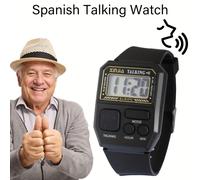 TEMU Reloj parlante en francés, español e con carillón de un , carillón de completo, función de despertador, para ciegas y con discapacidad visual, reloj de pared, regalo (tres idiomas a elegir)