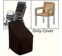 TEMU resistente para sillas apilables de exterior - Protector de muebles de patio para todo con cierre de cordón, tela Oxford negra, para patio