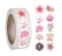 TEMU Rollo de 500 pegatinas de sakura rosa, pegatinas de , calcomanías estéticas rosas para botellas de agua, , bicicleta, equipaje