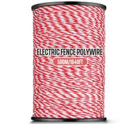 TEMU Rollo de cable de polipropileno para valla eléctrica de 200/500M con cuerda de polipropileno de acero para de animales y caballos, cable de ultra resistencia y accesorio