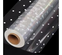 TEMU Rollo de celofán transparente de 30m con puntos blancos | Film transparente para envolver cestas de regalo, snacks, regalos, fiestas, y San Valentín