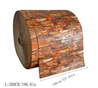 TEMU Rollo de Papel Pintura 3D Estilo Ladrillo y Madera, 5m x 70cm, Autoadhesivo Fácil Instalación, Diseño Piedra Sin Costuras para Paredes de TV, Impermeable, Resistente al Aceite y a la Humedad