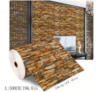 TEMU Rollo de Papel Tapiz 3D de 5M X 70Cm, Adhesivo de Pared , Anticolisión, de Pared para TV, Papel Tapiz 3D