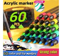 TEMU Rotuladores de 60 colores, punta , para firmar, dibujar, acuarela, punta apilable - Ideales para scrapbooking, papel negro, pintura sobre piedra, cerámica, vidrio, madera, , , tazas