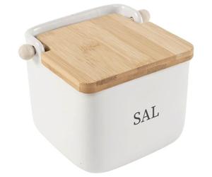 TEMU Salero y azucarero cocina minimalista ceramica con madera español (Salero)