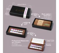 TEMU Seamiart Set de Acuarela Profesional de 12 Colores , de Color con Paleta de Madera para Pintar