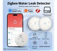 TEMU Sensor de fugas de agua Tuya Smart Zigbee para detección de nivel de inundación, proporciona notificaciones de la aplicación real para la automatización del hogar, compatible con (requiere un )