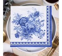 TEMU Servilletas de 20 piezas/bolsa para mesa de temática festiva, estilo azul y con estampado de de , 6.5 x 6.5 pulgadas para Halloween, Navidad