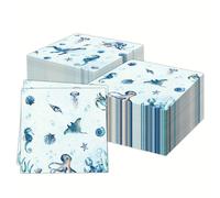 TEMU Servilletas de cóctel desechables de 3 capas para fiestas, Range, 6.4" X 6.4", Sea Horse, paquete de 20 unidades