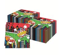 TEMU Servilletas de Fiesta Temática de 3 Capas - Diseño de con Superhéroes y ¡POW!, Servilletas Desechables Cómic Coloridas para , Baby Showers y Fiestas Temáticas (Decoración de Superhéroes Colorida)