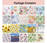 TEMU Servilletas de papel para decoupage floral, 20 piezas, 20 estilos surtidos, servilletas decorativas para cóctel para manualidades, rafting, de , boda, de Navidad, una desplegada de 13 pulgadas