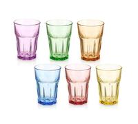 TEMU Set 6 Vasos Vidrio (360ml) 6 Colores Surtidos Cristal Resistente para Agua Cócteles, Vajilla Elegante Hogar