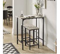 TEMU Set de 1 Mesa + 2 Taburetes, Ensemble Bistrot + 2 Taburetes, Mesa de Pie, Mesa de Cocina, para Comedor, Cocina, Salón, - PHU21-IH