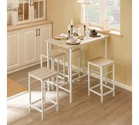 TEMU Set de 1 Mesa + 4 Taburetes, Conjunto Bistrot + 4 Taburetes con -Pies, Mesa , Comedor de Pie para Sala de Comedor, Cocina, Salón, , +Natural - PHU22-XO