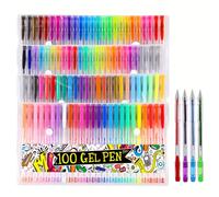 TEMU Set de 100/80 bolígrafos de gel , marcadores, bolígrafos de bolas para dibujo, bolígrafos de acuarela y bolígrafos fluorescentes con