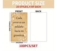 TEMU Set de 100 tarjetas - Flores retro españolas, tarjetas con citas de afirmación personal, 25 estilos , ideal para , , festivales, animación, agradecimiento y