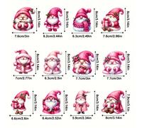 TEMU Set de 12 adornos navideños planos 2D, , en tono rosa, de madera, , con forma de Papá Noel y elfo, para colgar de Navidad. encanto al árbol de Navidad. Regalo de Navidad