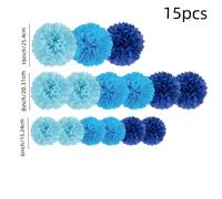 TEMU Set de 15 Esferas de Papel de Tela para Flores, Ideal para Colgar Decoraciones en , , Halloween, Navidad y Fiestas Temáticas del (En Azul)