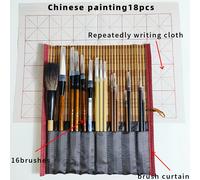 TEMU Set de 18 pinceles de caligrafía y con estuche - Mango canelado, pintura tradicional china, plumas de acuarela para artistas