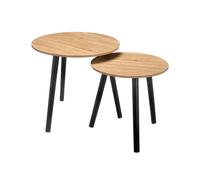 TEMU Set de 2 Mesas Auxiliares Modernas | Patas Negras | Superficie de Ø39 cm y Ø48 cm | Set de y Lateral para Salón | Perfectas para Sofá, Cama o