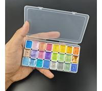 TEMU Set de 24 Colores de Tinta de Acuarela Perla - Paleta Metálica para Artistas, Acuarelas No Tóxicas con Degradado de Japoneses, Ideal para Mezclar y Superponer para Herramientas