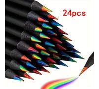TEMU Set de 24 Lápices Mágicos de Degradado - Madera Negra, Brillantes, Adecuados para , y Escritura - Perfectos para Regalos de , Black Friday, Halloween, Navidad