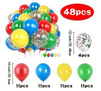 TEMU Set de 48 globos de látex vibrantes en , , azul y verde con , ideal para , festivales, de carnaval, decoraciones de bloques de robots, fiestas de videojuegos y celebraciones navideñas