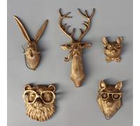 TEMU Set de 5 piezas de decoración de pared con animales de resina artesanal