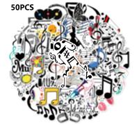 TEMU Set de 50 stickers de graffiti con temática musical, ideales para decorar maletas, fundas de teléfono, laptops, cascos y patinetas. stickers son perfectos para .