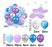 TEMU Set de 56 globos Frozen | Globos metálicos plateados azules y con estampado de Frozen, globos de de para de temática de hielo y nieve para mujeres, Halloween, decoraciones navideñas para Navidad