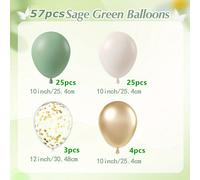 TEMU Set de 57 globos color verde , que globos de color verde , arena, y dorado metálico, perfectos para decorar baby showers, , , despedidas de soltera y fiestas de