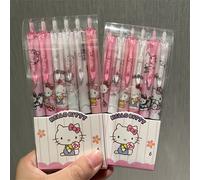 TEMU Set de 6 bolígrafos Sanrio de 0.55 mm Hello Kitty, Cinnamoroll, Kuromi, Melody, diseño neutral, estilo , lindo, tipo push, material escolar y de oficina