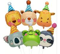 TEMU Set de 6 globos de animales con un oso, , león, koala, rana y , perfectos para fiestas de showers con temática de