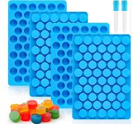 TEMU Set de 6 piezas (4 moldes + 2 goteros)/Set - Moldes redondos de silicona para dulces, para dulces duros, gomitas, caramelos, chocolate, , cubitos de hielo, 55 cavidades/ molde