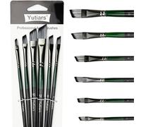 TEMU Set de 6 pinceles angulares profesionales para artistas, con cerdas de nailon de calidad, ideales para acrílico, óleo y acuarela. Perfectos para artistas experimentados como para principiantes.