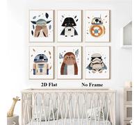 TEMU Set de 6 pósters planos 2D sin de Star Wars, con , Yoda, Stormtrooper, Chewbacca, R2-D2 y . Ideal para decorar cafeterías, bares, oficinas, salas de estar, baños, comedores, dormitorios, cocinas.