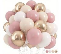 TEMU Set de 62 globos nude color , uno de 10 pulgadas, con globos de látex retro en blush, y neutros en beige, y dorado champán, perfectos para decorar fiestas de , o despedidas de soltera