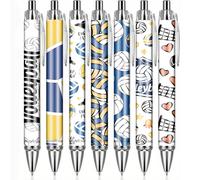 TEMU Set de 7 bolígrafos retráctiles con temática de voleibol, recambios de , bolígrafos de regalo para fiestas, ideales para entrenadores, jugadores, fans y decoraciones de fiestas