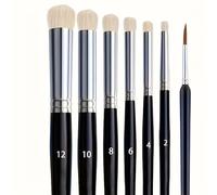 TEMU Set de 7 pinceles mini de para pintura, 6 pinceles mini y de para pintura de modelos, set de de punta redonda de pelo para mini pintura, adecuado para modelos de proporción de , pintura