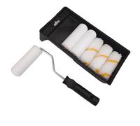 TEMU Set de Bandejas de Pintura de 4 Pulgadas, 3 Piezas, Mini Cubiertas de Rodillo de Espuma, 3 Piezas Blancas con Cubierta de Poliéster de Triple Capa Amarilla, 1 Estructura de Rodillo