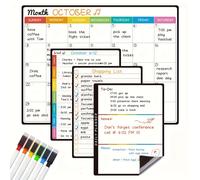 TEMU Set de Calendario Magnético de Borrado Mensual - Calendario Mensual de 14.56"X11.02", Tableros Semanales, Diarios y de de 6.29"X8.66" para Nevera - 6 Marcadores de Punta Extra - Envío