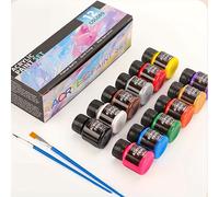 TEMU Set de Pintura Acrílica con 12 Colores en Botellas de 25 ml, 2 Pinceles, para Usar, Vibrantes que Decoloran, Ideal para Adultos y Artistas que Trabajan en , Manualidades y Madera