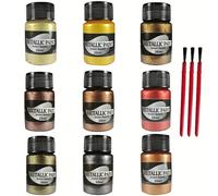 TEMU Set de Pintura Metálica Acrílica de 9 Colores, Ideal para Artistas Profesionales, Principiantes y para Pintar en , Manualidades, Lienzos, Maderas, , Cuero, Colores Vintage, Decolora, 20ml/Botella