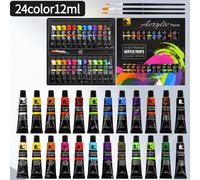 TEMU Set de Pinturas Acrílicas de 24 Colores de 12ml/0.4oz Pinceles, Ideal para Principiantes y Artistas, Regalo de Navidad