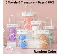 TEMU Set de Regalo de 12 Toallas de Oso | 6 Toallas + 6 Bolsas Transparentes en Colores Aleatorios - Ideal para , , Pascua, Día de la , Regalos de