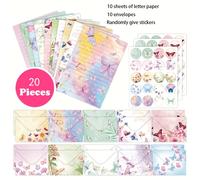 TEMU Set de sobres de papelería de mariposas de 20 piezas, set de sobres de de regalo de literario , que contiene 10 artículos de papelería + 10 sobres (pegatinas de presentadas )