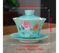 TEMU Set de Té Fu Gaiwan de Tres Talentes Verde Pastel Degradado Estilo Chino Familiar Utensilio para Preparar Té para Reuniones de Invitados