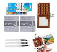 TEMU Set de Viaje de Acuarela para Artistas de 8 piezas | Paleta de 15 Cavidades, 12 Vibrantes, 2 Cuadernos de , Pinceles y Kit Acrílico - Ideal para Pintar al